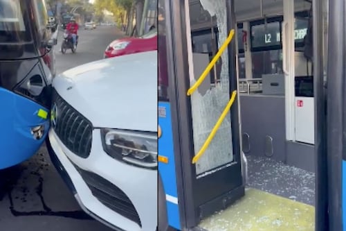 Camioneta de lujo sin placas provoca choque con trolebús en CDMX; tres sujetos detenidos