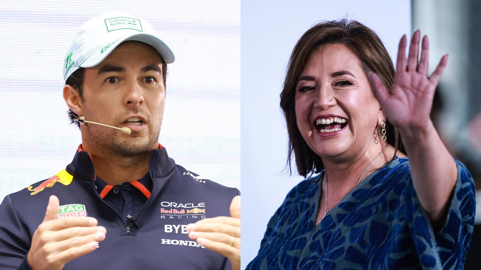 Xóchitl Gálvez deseó suerte Checo Pérez en el GP de México.