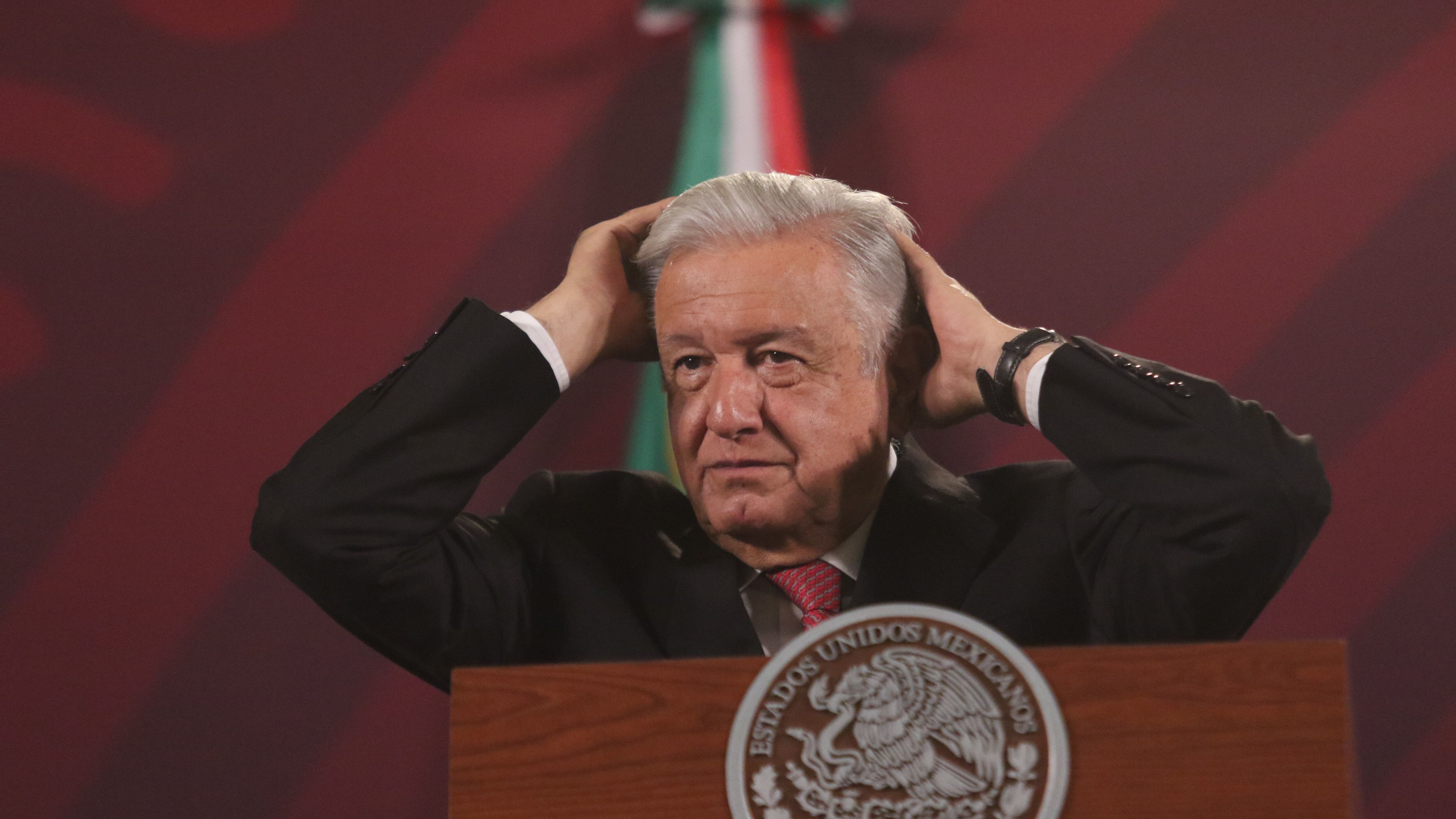 CIUDAD DE MÉXICO, 08MAYO2023.- Andrés Manuel López Obrador, Presidente de México, encabezó su mañanera en la cual hablo sobre los avances del Tren Maya y mango el pésame por el deceso de Conchita Nava.
FOTO: MOISÉS PABLO/CUARTO