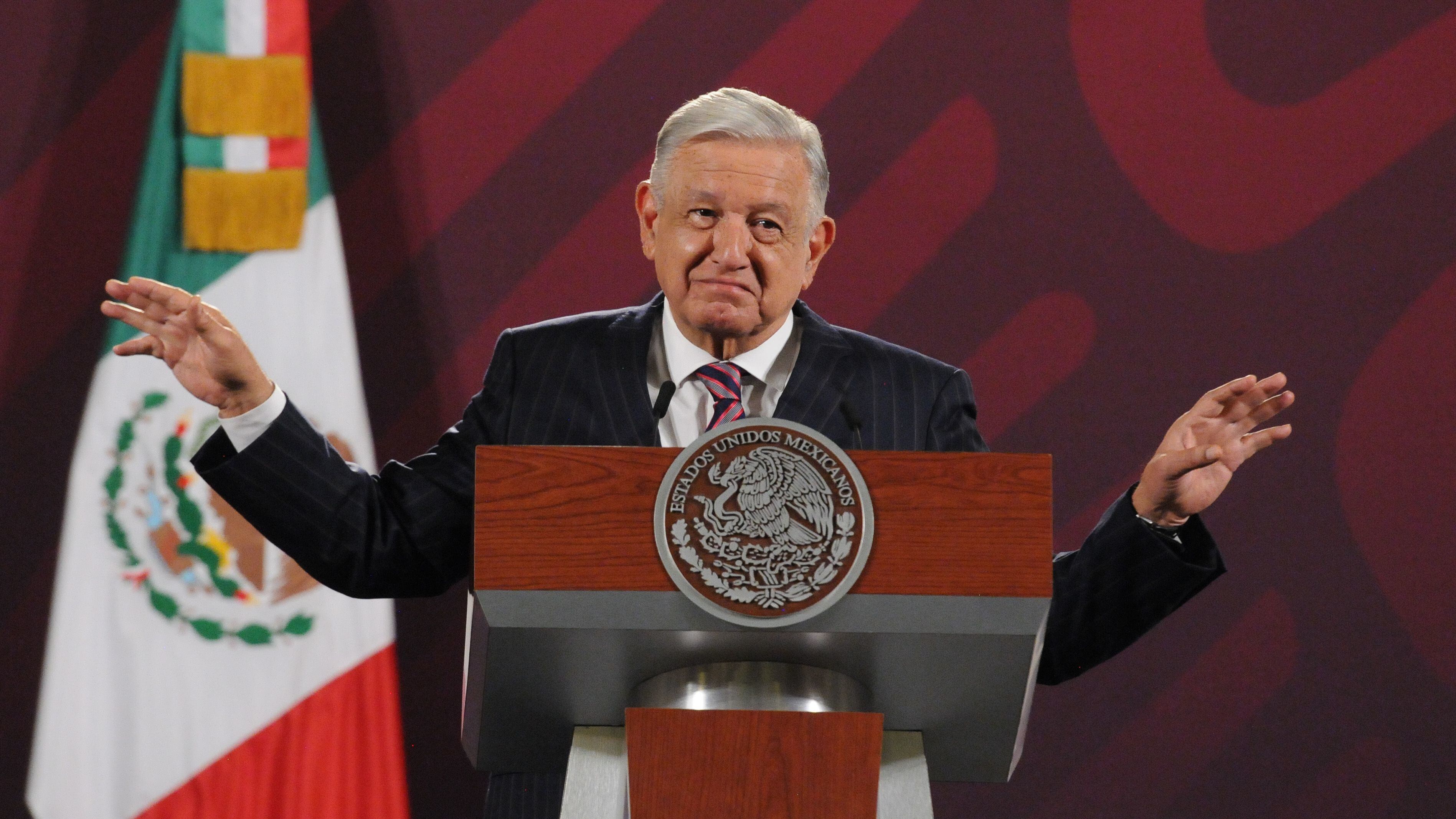 CIUDAD DE MÉXICO, 14JUNIO2023.- Andrés Manuel López Obrador, presidente de México, encabezó la conferencia mañanera de este miércoles donde habló sobre los proyectos hidricos durante su gobierno. FOTO: DANIEL AUGUSTO /CUARTOSCURO.COM