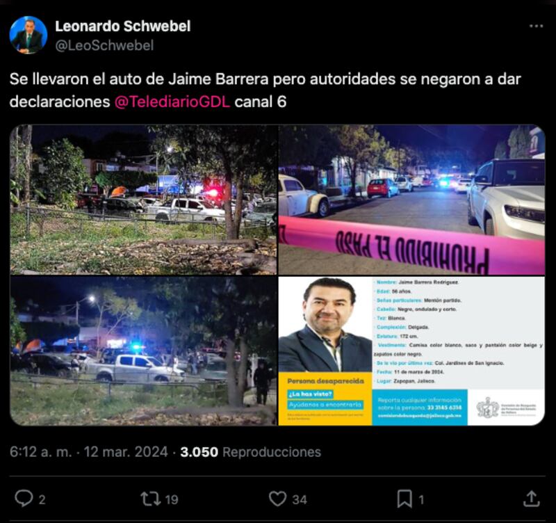 Lo que se sabe sobre la desaparición del periodista Jaime Barrera en Jalisco