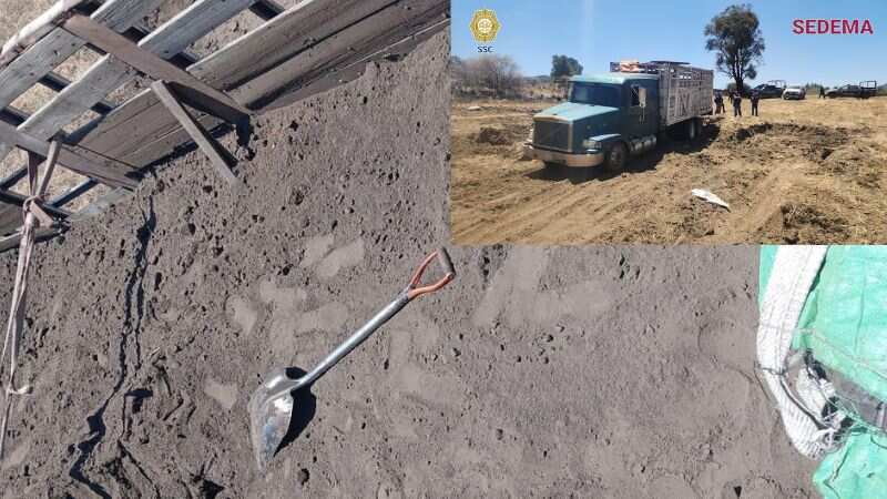 Detenidos por extraer tierra en San Miguel Topilejo, alcaldía Tlalpan