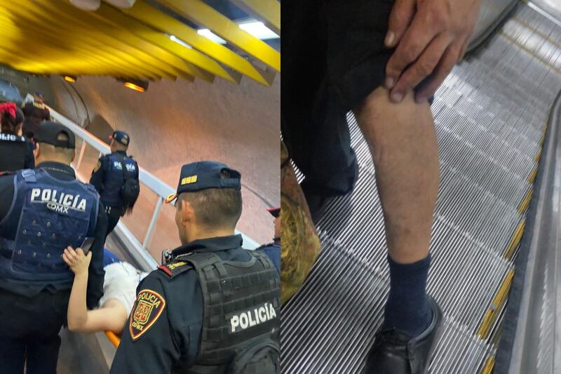 Metro CDMX: Usuarios caen de escaleras electricas en Miguel Ángel de Quevedo de la Línea 3