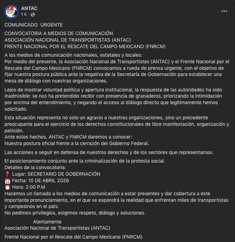 Transportistas y campesinos acusan falta de diálogo con autoridades