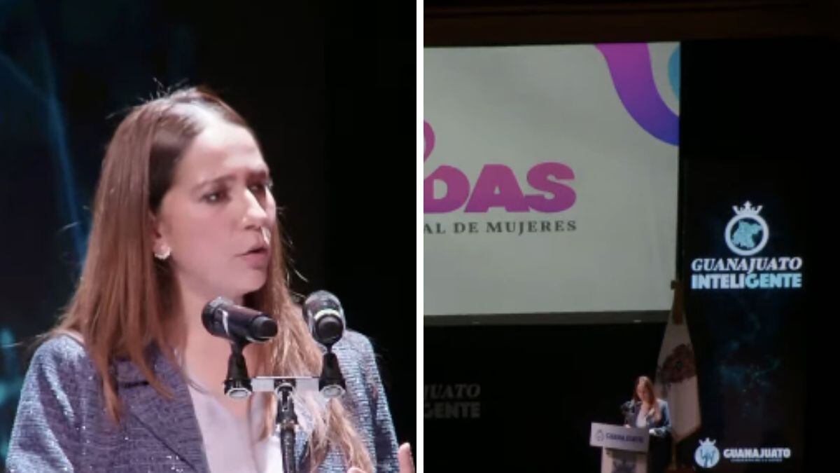 La gobernadora Libia García durante la presentación de 'Guanajuato Inteligente', destacando el uso de la IA para mejorar la atención ciudadana.