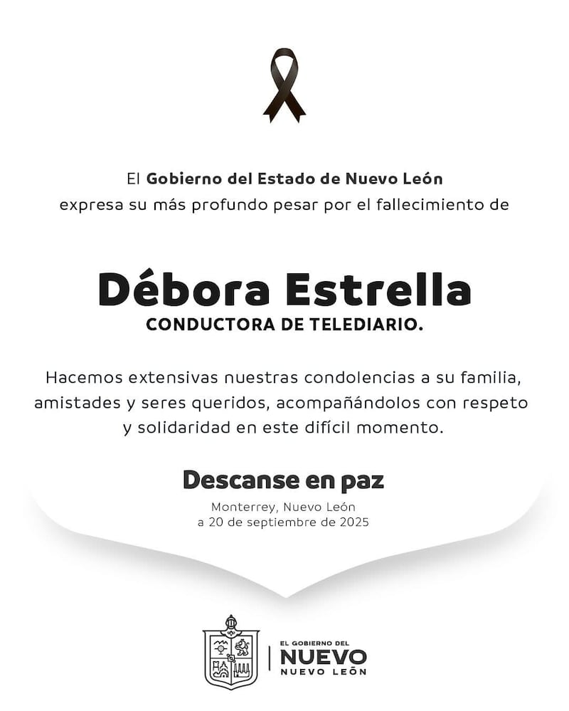 La administración estatal lamentó el fallecimiento de la conductora.