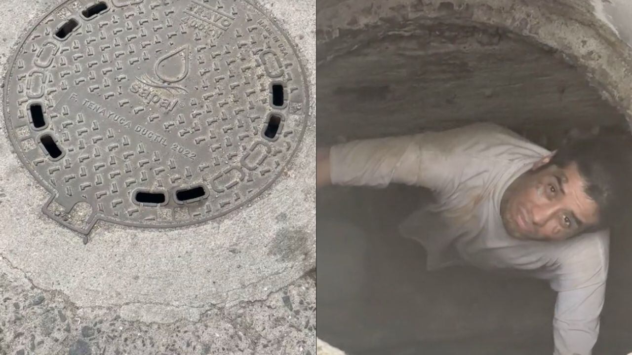 Videos: Hombre pasa tres días atrapado en coladera de León, Guanajuato