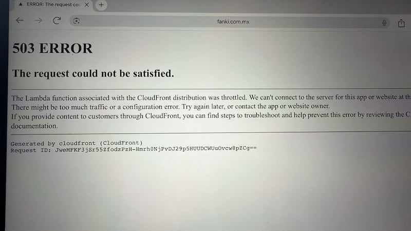 El sitio de la boletera presentó fallas.