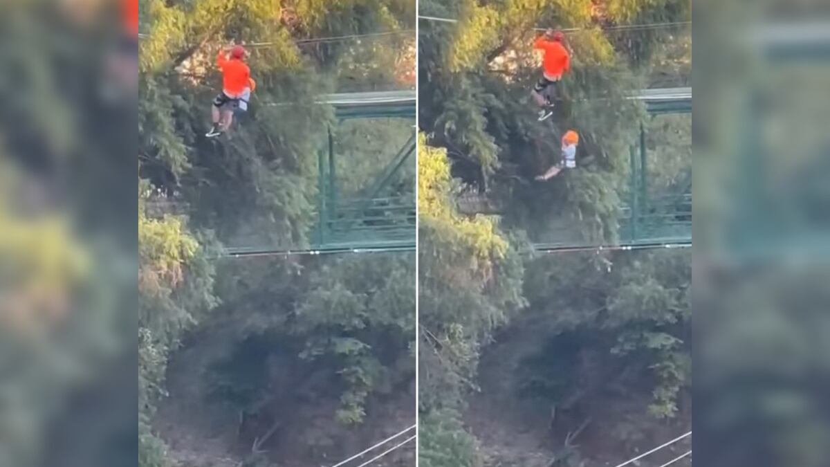 Aquí, el momento en que se rompe el arnés y César cae.