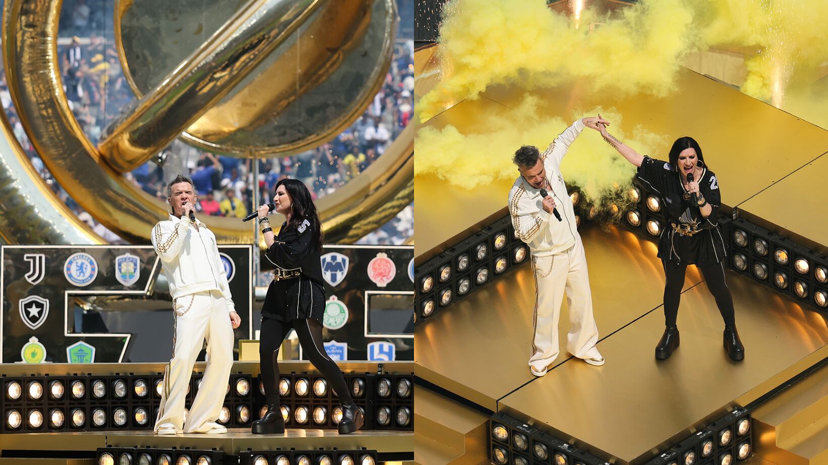 Robbie Williams y Laura Pausini entonaron el nuevo himno de la FIFA.