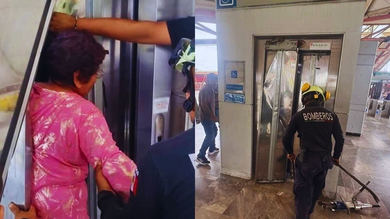Abuelita atrapada en el elevador del Metro