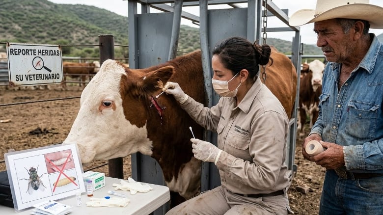 Autoridades confirmaron el primer caso de gusano barrenador en Guanajuato tras detectar larvas en una cabra en Apaseo el Grande.