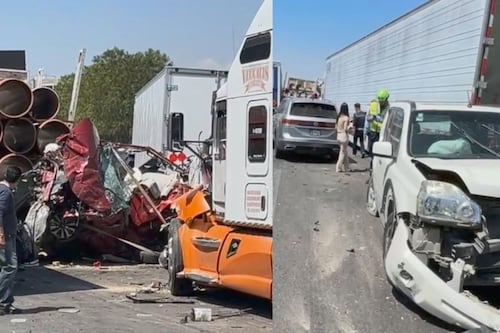 Tráiler no logra frenar y provoca brutal carambola en la México-Querétaro; hay muertos y heridos