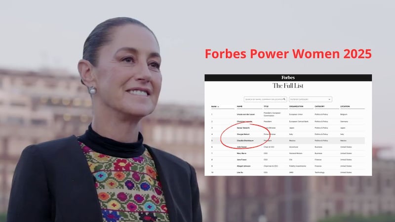 Sheinbaum destaca en los primeros lugares del ranking Forbes de mujeres más poderosas 2025