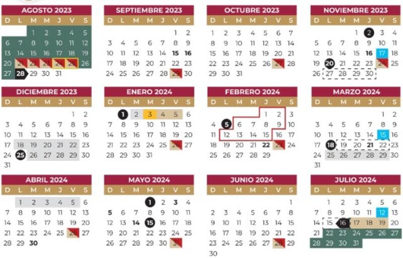 Calendario de la SEP 2023-2024