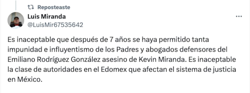 Familiares de Kevin Miranda exigen justicia para hallar a Emiliano Rodríguez González.
