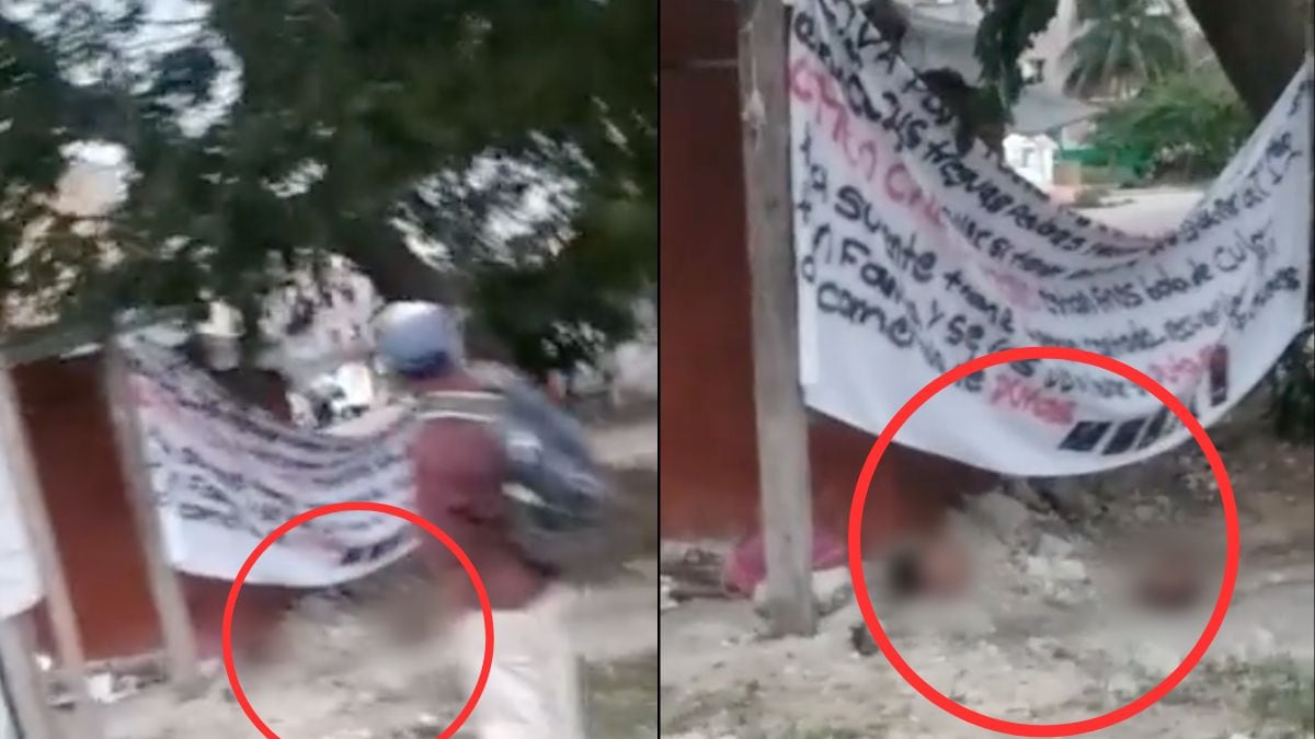 Dejan tres cabezas humanas y narcomanta frente a cuartel militar en Cancún, Quintana Roo.