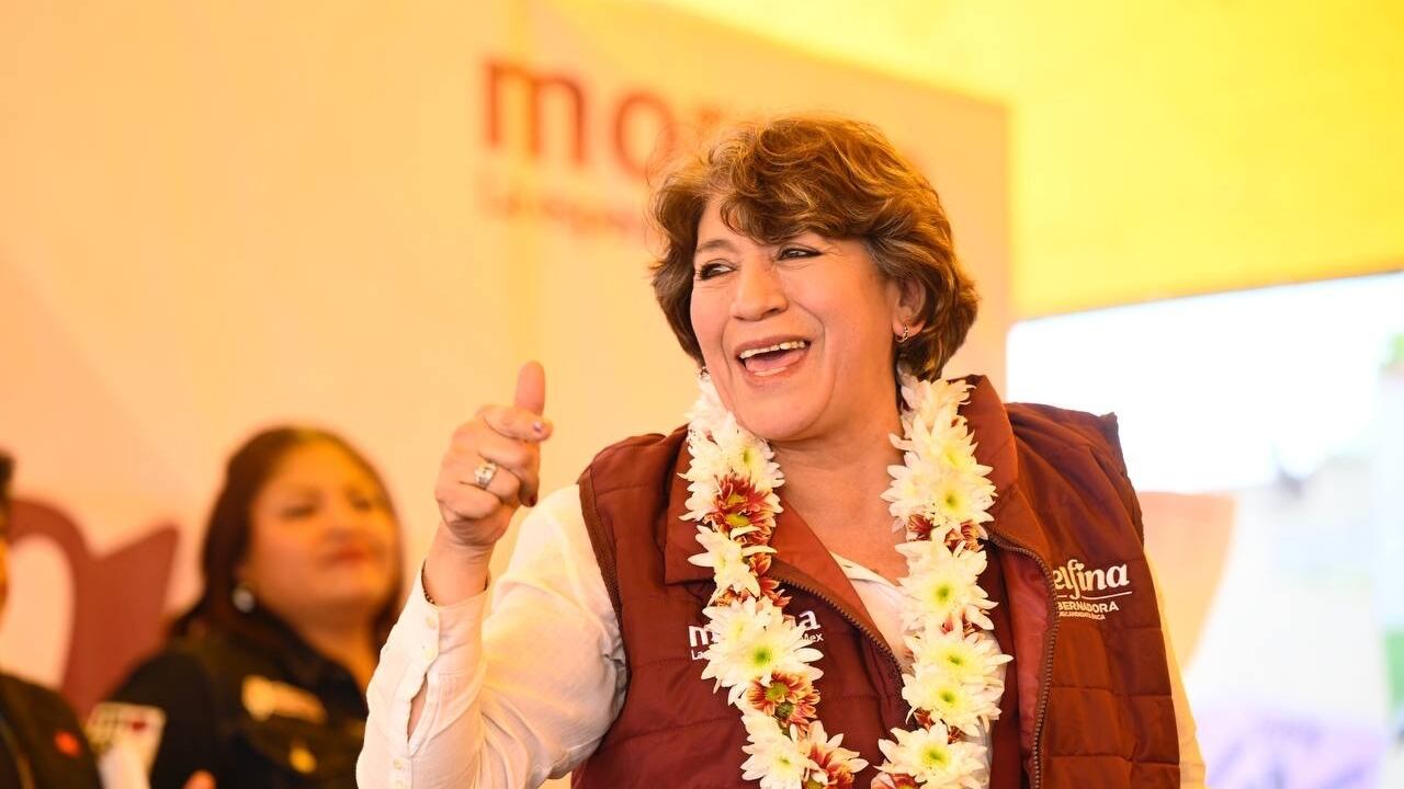 Delfina Gómez. Precandidata única de la alianza Morena, PT y PVEM por la gubernatura del Edomex.