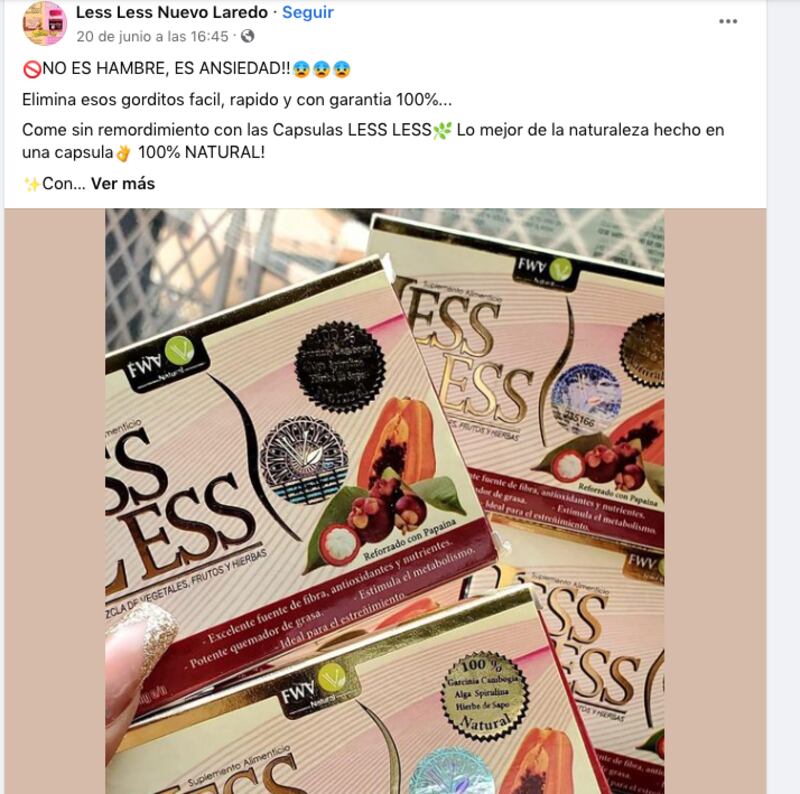 Productos milagro denunciados por la Cofepris para bajar de peso siguen siendo comercializados en redes sociales (Facebook)