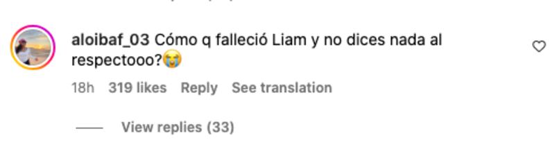 Comentario en la última publicación fijada en el Instagram oficial de Zayn Malik