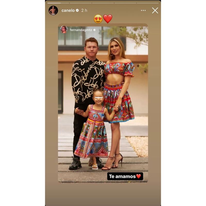 Saúl 'Canelo' Álvarez es felicitado por su esposa a través de redes sociales con una foto acompañados de su hija. Imagen: @canelo.