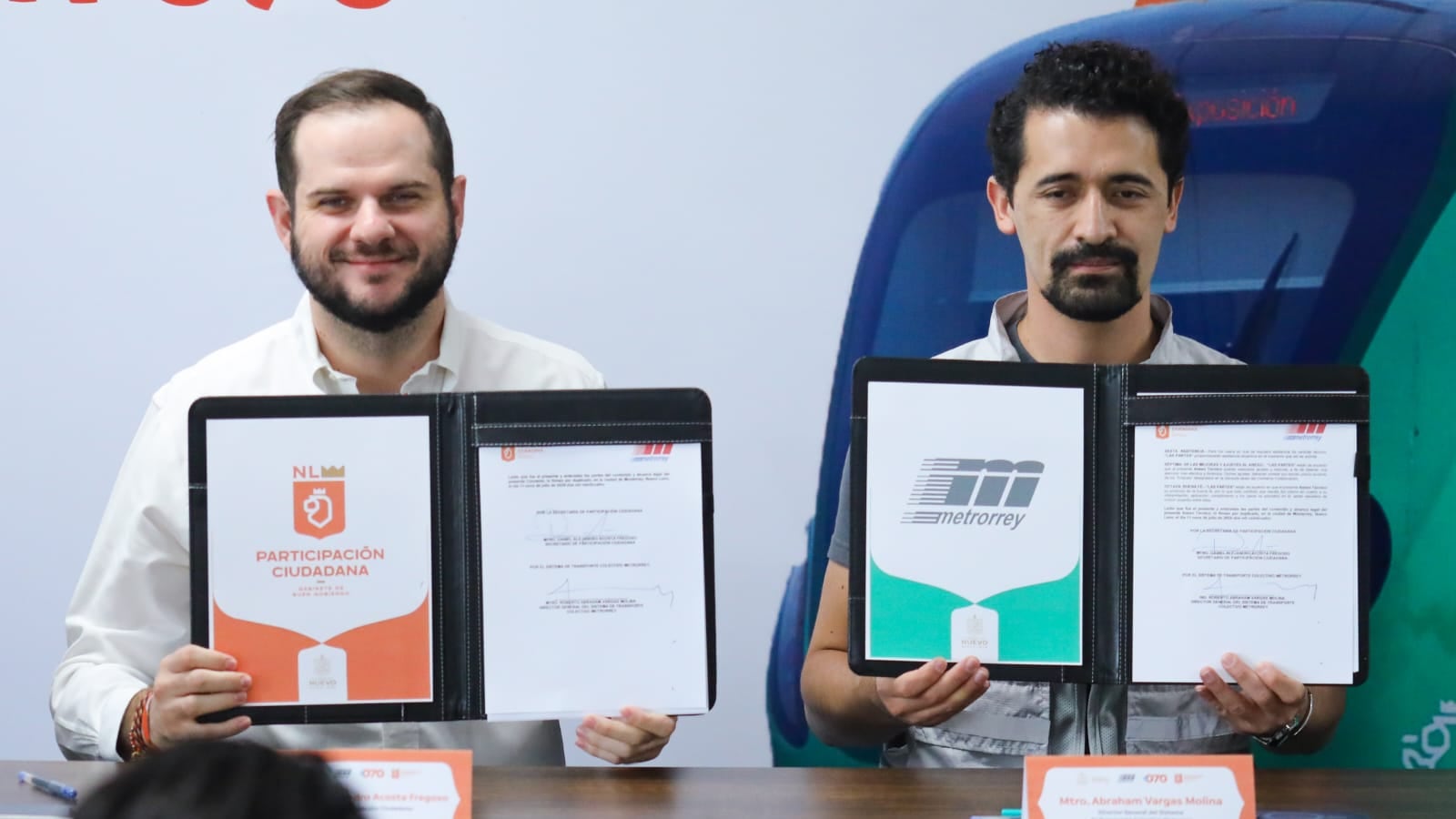 Daniel Acosta Fregoso, titular de la Secretaría de Protección Ciudadana y Abraham Vargas, director de Metrorrey.