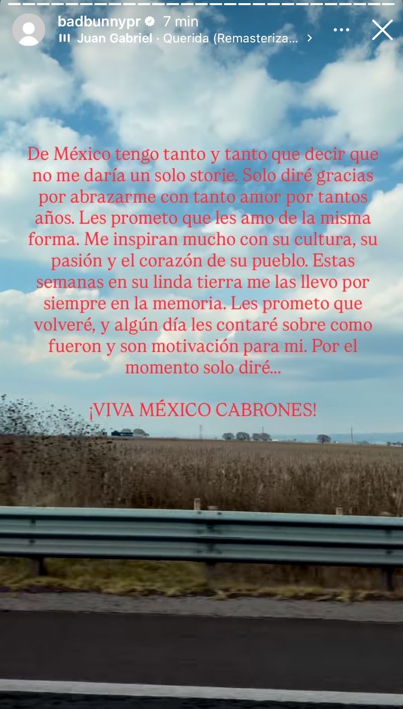 Bad Bunny comparte los recuerdos de su viaje a CDMX