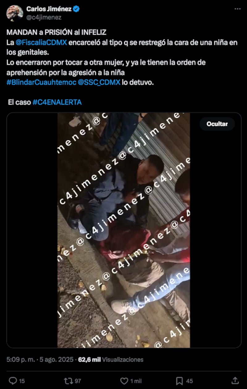 Foto del post del periodista Carlos Jimenez