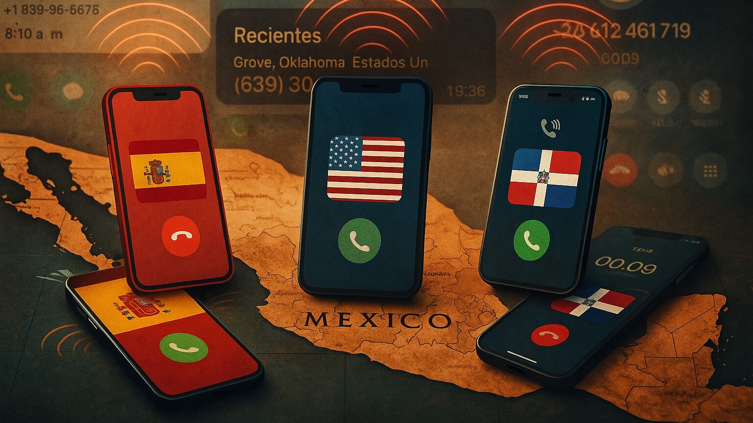 Estafadores cambian de estrategia: ahora usan números de España, EE. UU. y Dominicana para contactar víctimas desde México por VoIP.