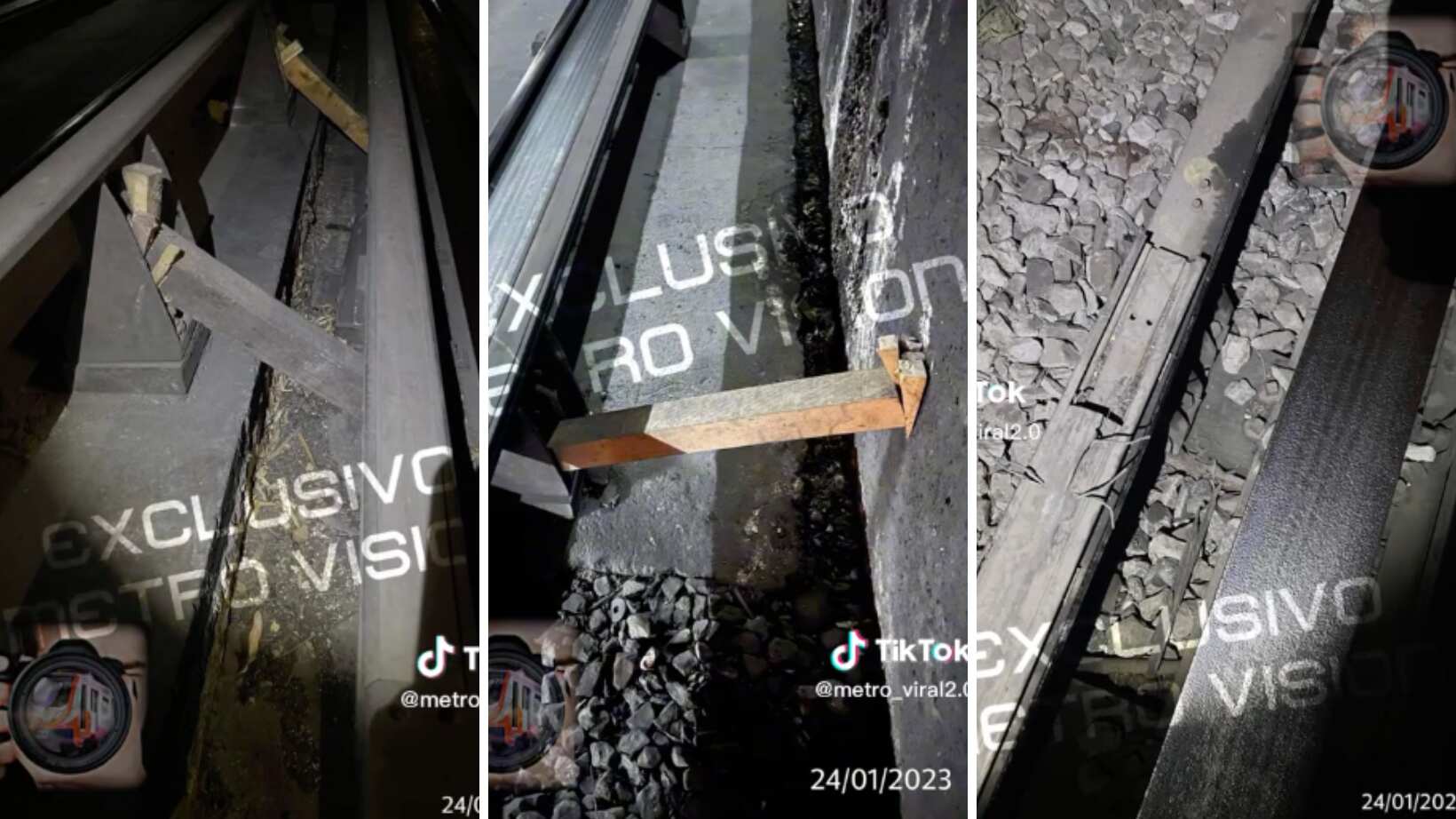 Polines de madera sostienen las vías del Metro CDMX