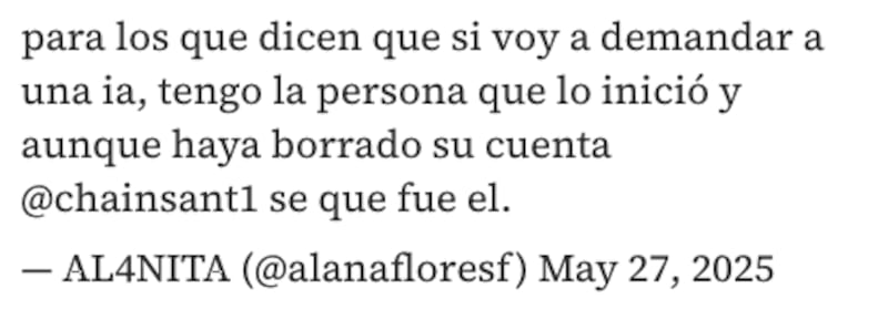 Alana identificó al usuario @chainsant1como el creador de la imagen