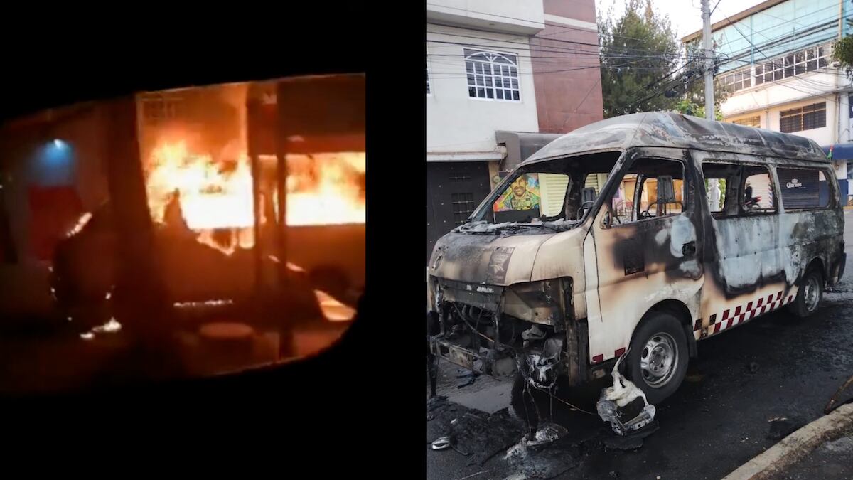 La unidad de transporte quedó totalmente calcinada. (Especial)