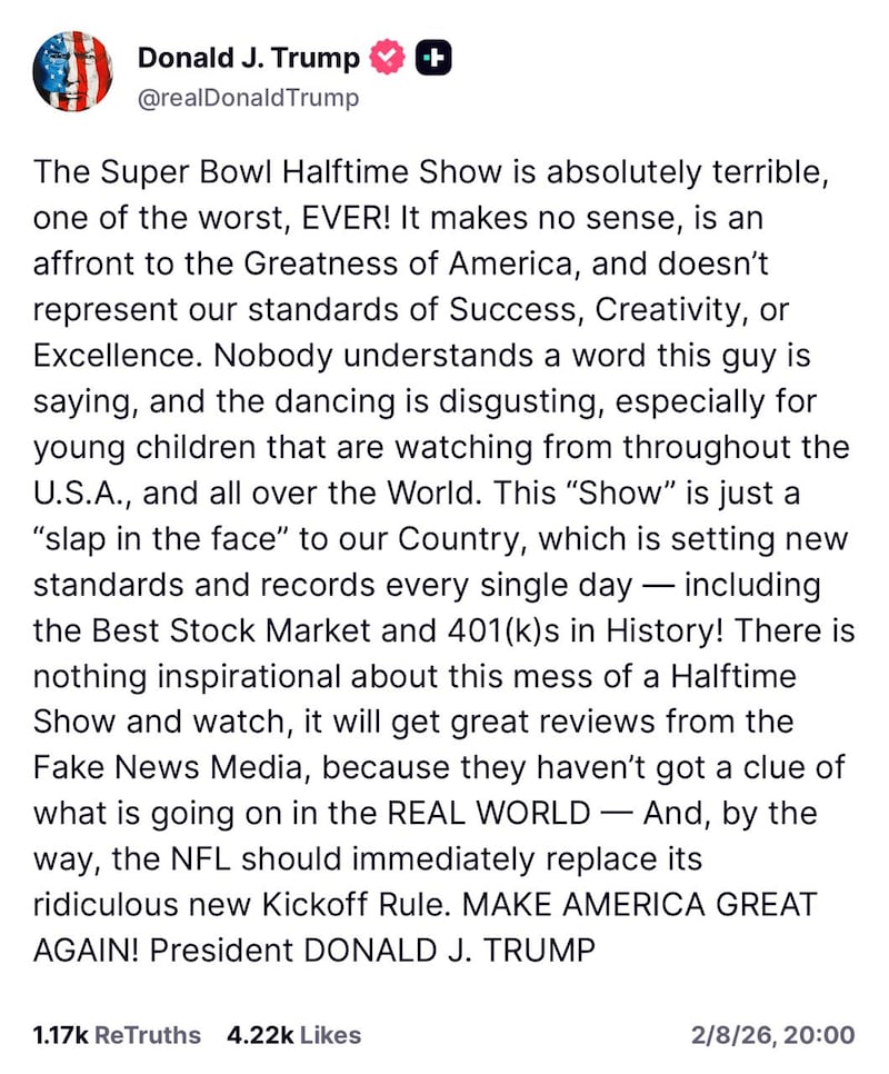 Así reaccionó Donald Trump al show de Bad Bunny