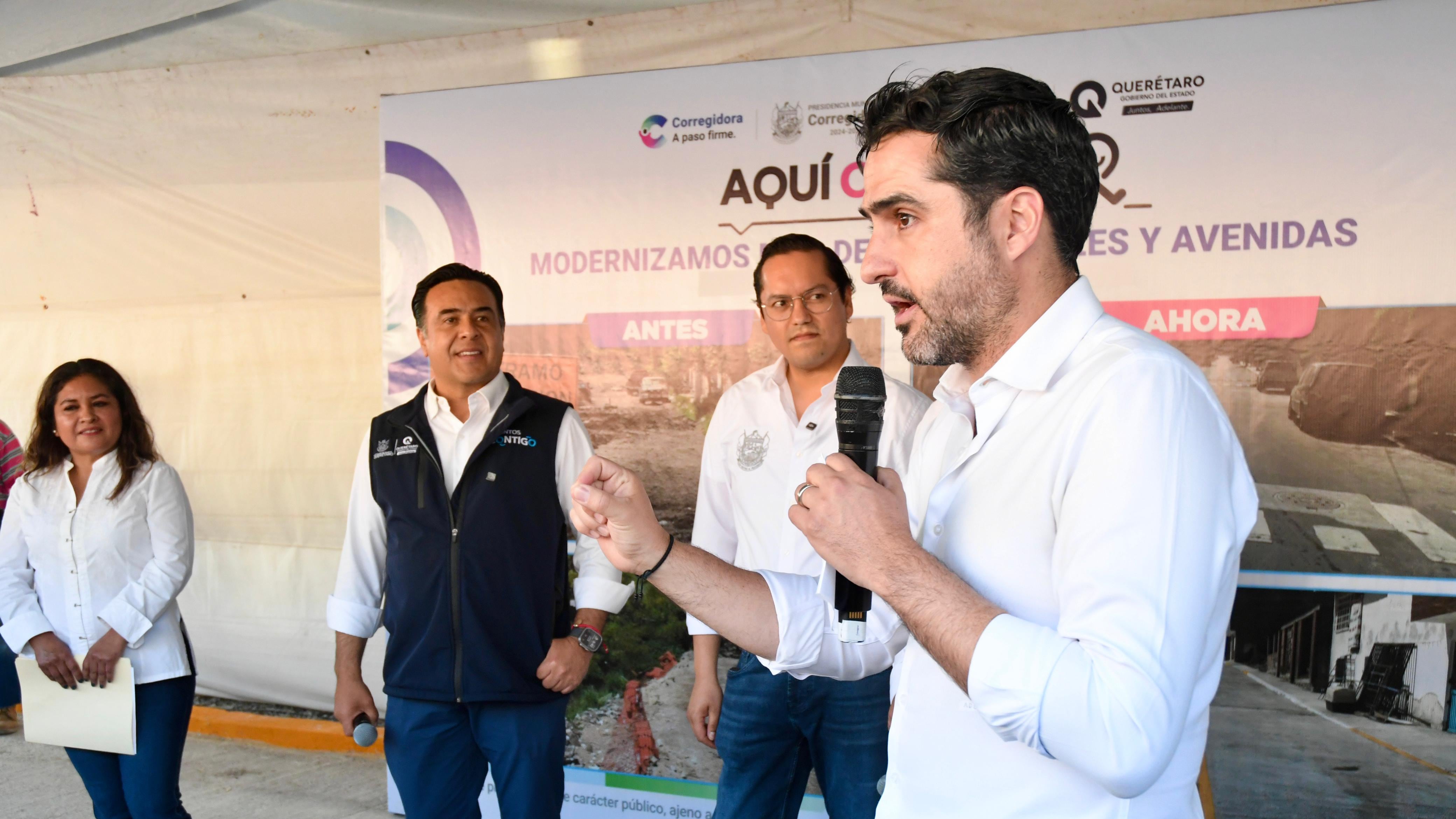 Acompañan Agustín Dorantes y Luis Nava la entrega de obra pública en el municipio de Corregidora