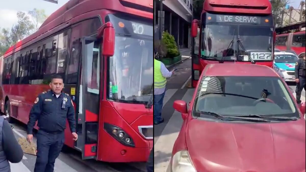 La unidad tuvo que frenar de manera inesperada por la invasión de un carril confinado de una motocicleta. (Especial)