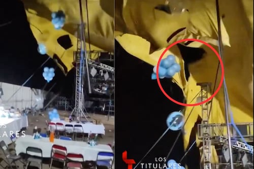 ¡Clima de terror! Colapsa escenario por vientos fuertes en fiesta de Tlaxcala