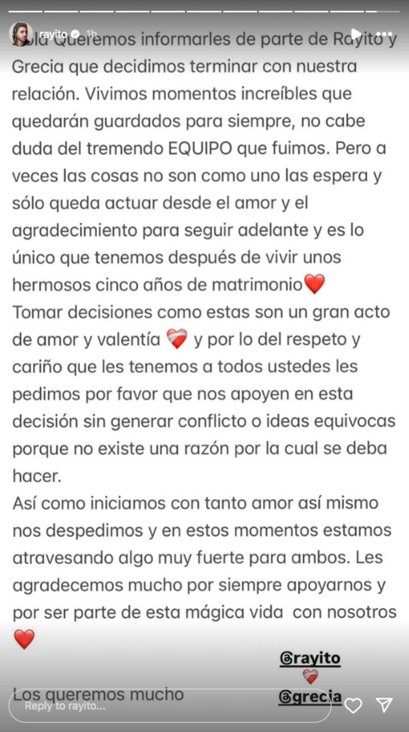 Comunicado de Ryan Hoffman en Instagram