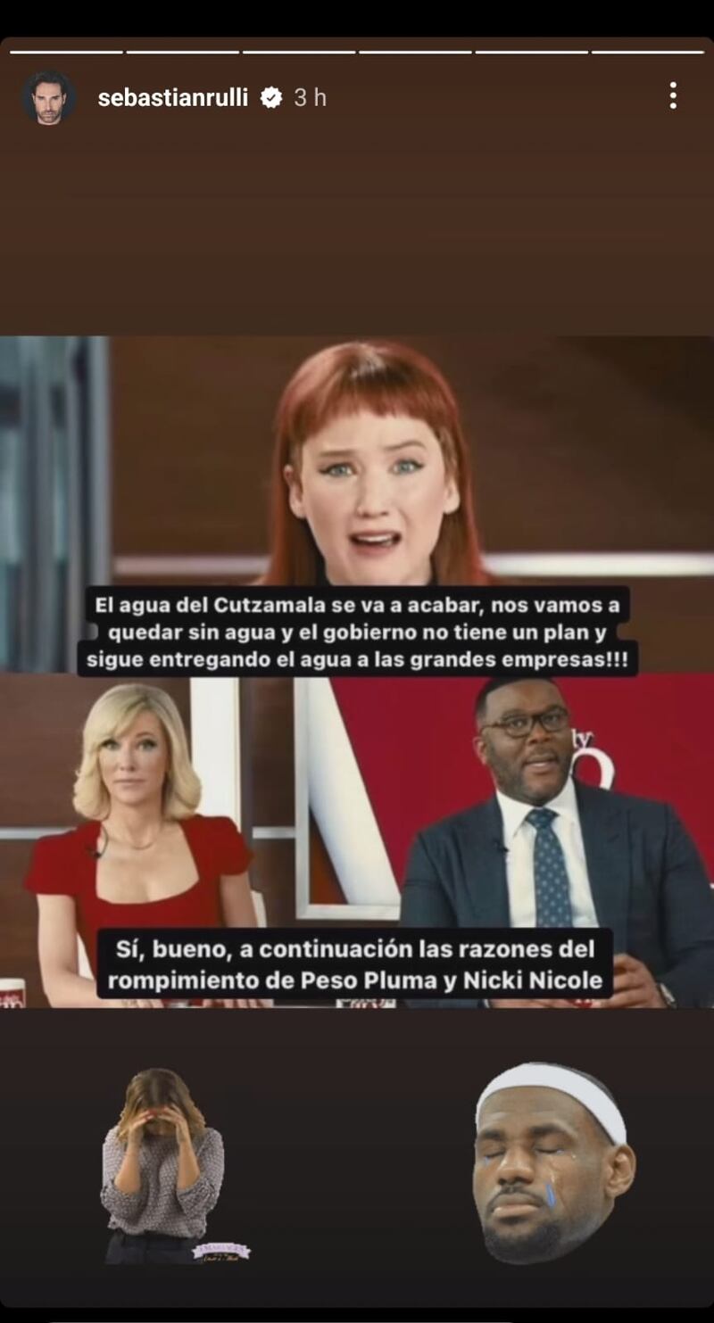 Sebastián Rulli critica desvío de atención hacia Peso Pluma y Nicki Nicole ante crisis del Cutzamala