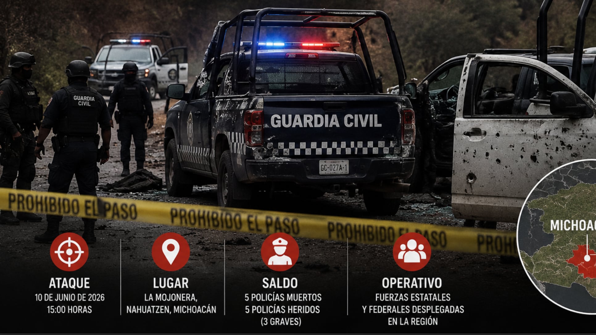 Guardia Civil de Michoacán atacada CJNG