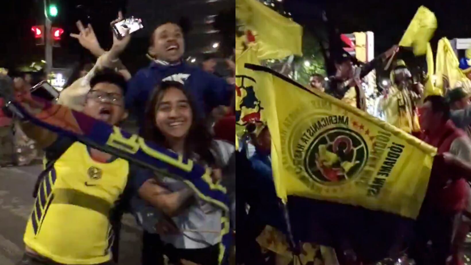 Aficionados del América celebraron en el Ángel de la Independencia.