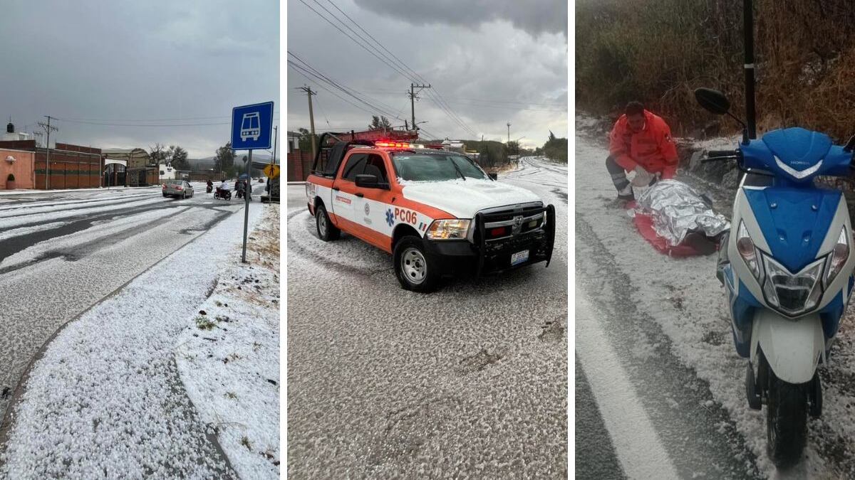 Primeras caídas de aguanieve en Moroleón.