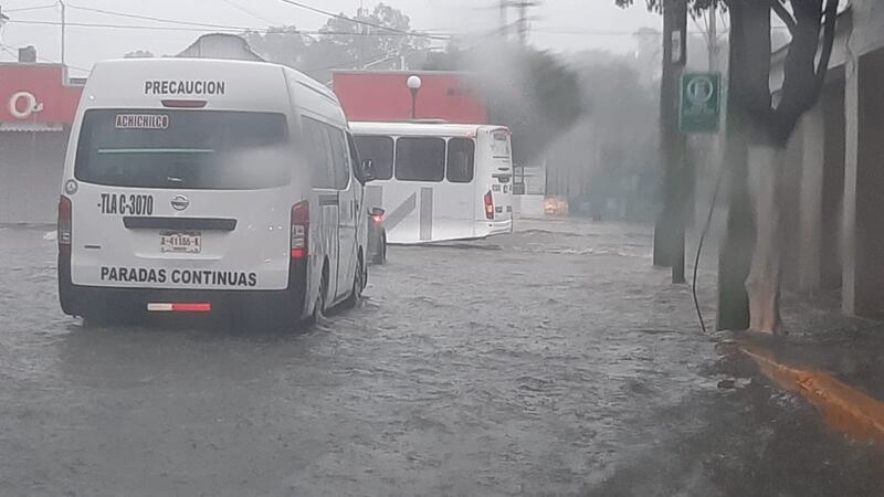 Las calles del centro de Tula quedaron con afectaciones por las lluvias del lunes por la tarde