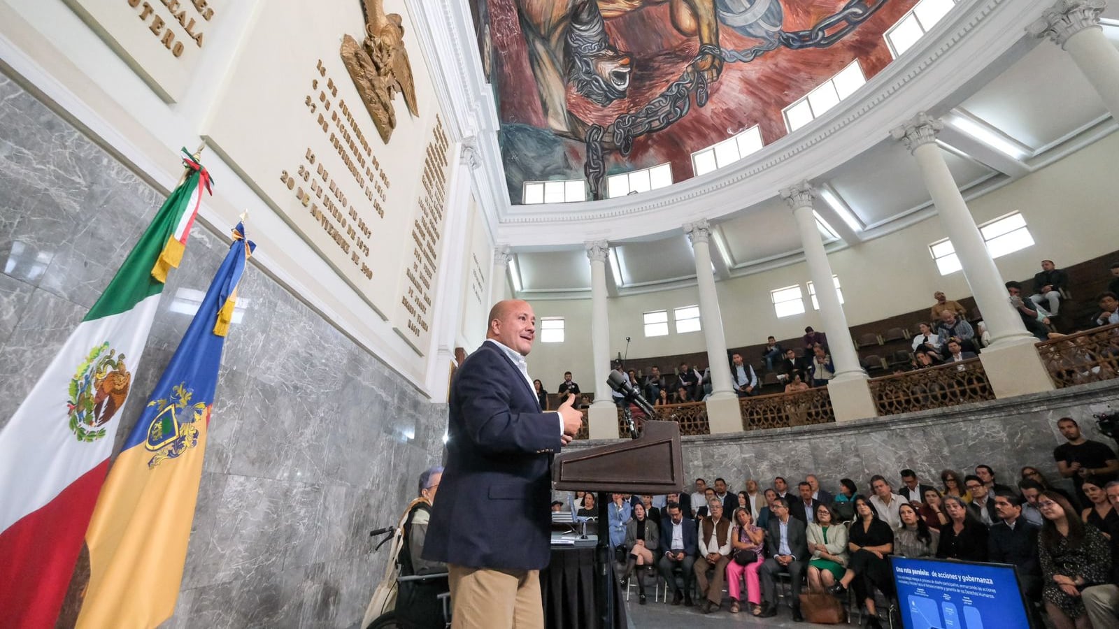 El gobernador de Jalisco, Enrique Alfaro Ramírez, presentó el informe de la Estrategia “Revivamos el Río Santiago 2050”, destacando los esfuerzos realizados durante su administración para iniciar el saneamiento de este importante afluente.