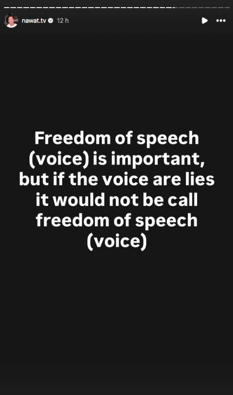 Historia de Nawat Itsaragrisil en Instagram