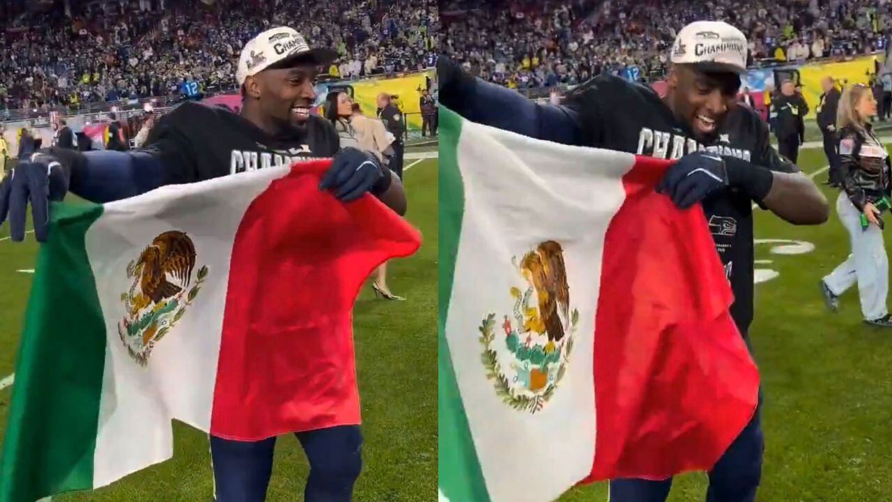 DeMarcus Lawrence festejando con la bandera de México
