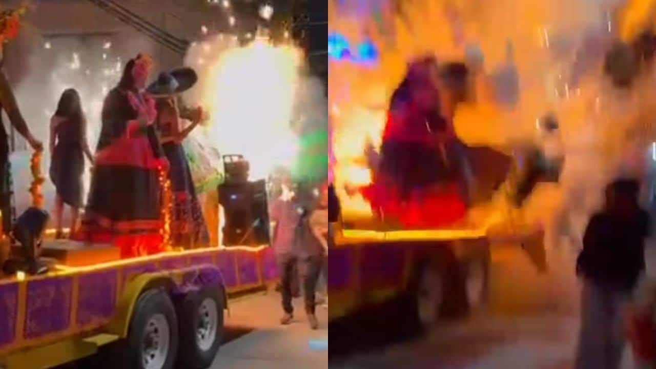 En redes sociales se viralizó el video de la fuerte explosión de un carro alegórico en Morelos