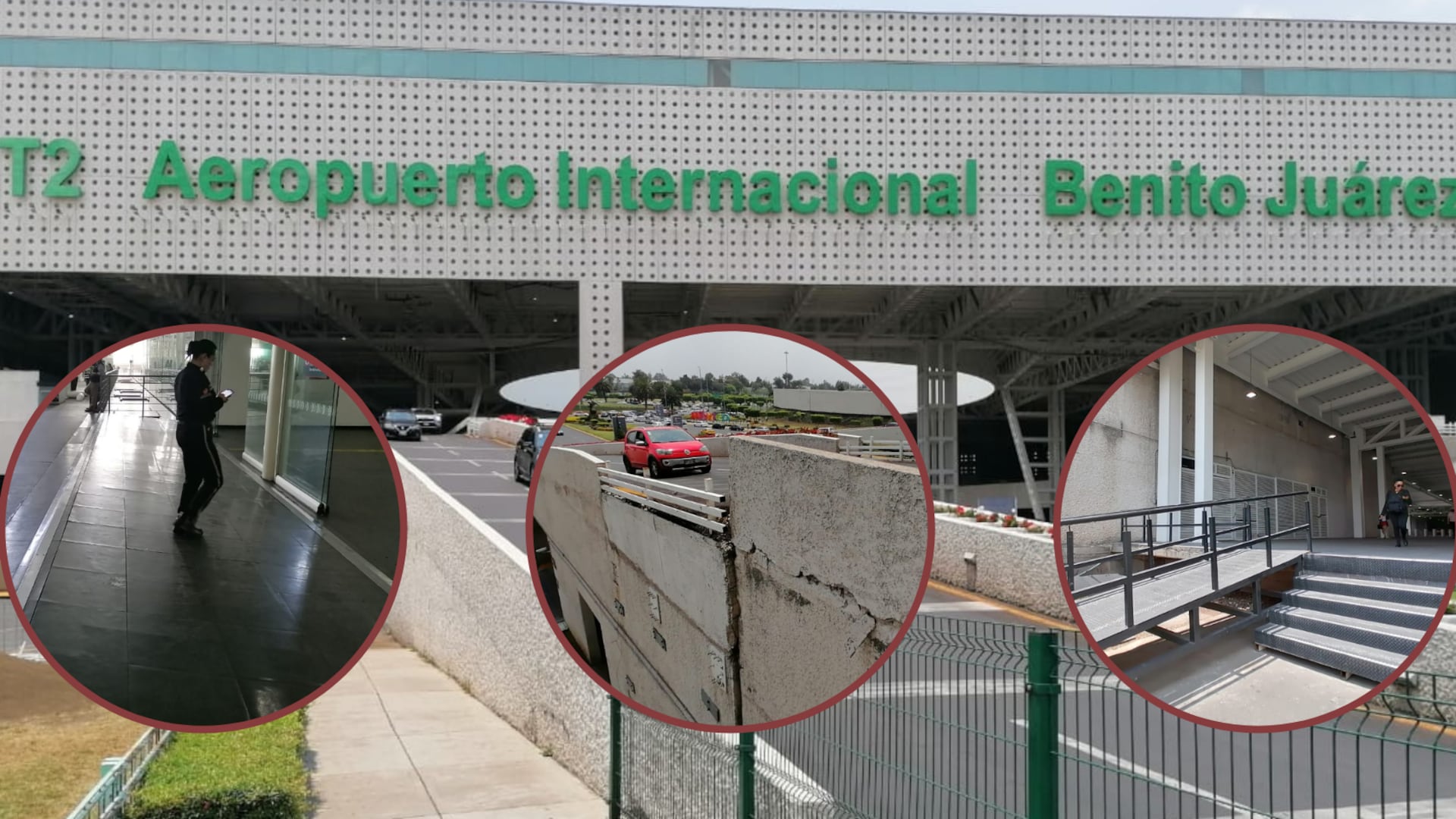 Fotos de los hundimientos en la Terminal 2 del AICM
