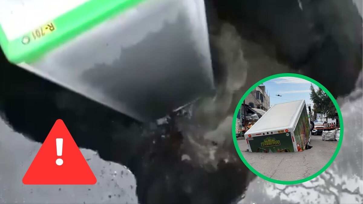 Video: Así luce por dentro el socavón que se tragó un camión de Jarritos en Iztapalapa