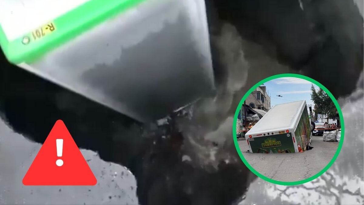 Video: Así luce por dentro el socavón que se tragó un camión de Jarritos en Iztapalapa