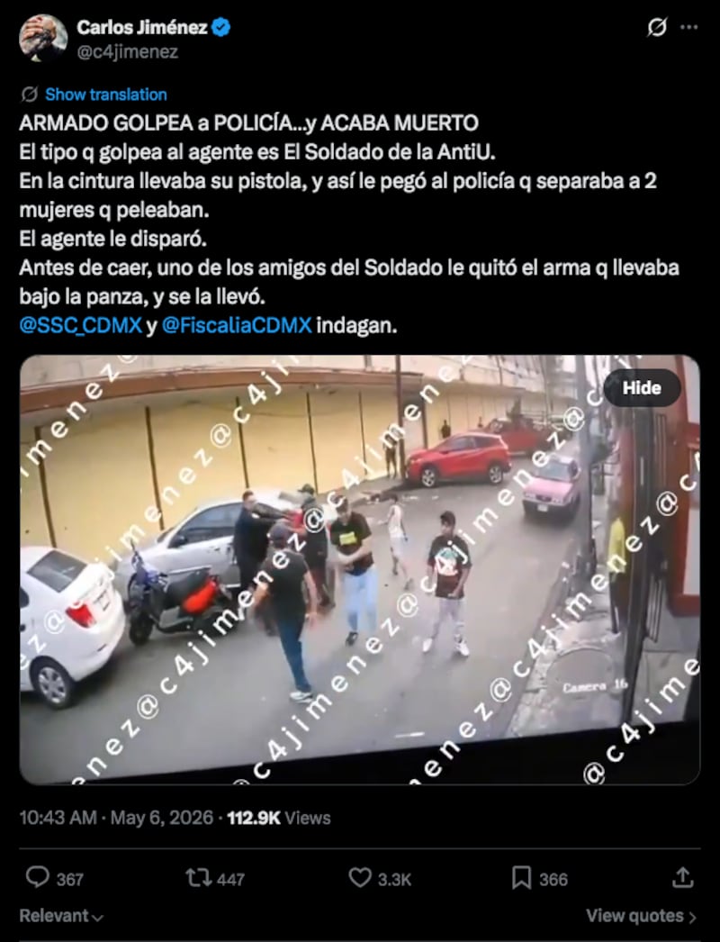 Publicación del periodista Carlos Jiménez en X
